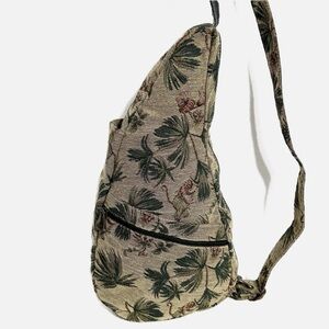 AmeriBag 17" Brocade Tapestry Fabric Palm Print Crossbody Sling Healthy Back Bag